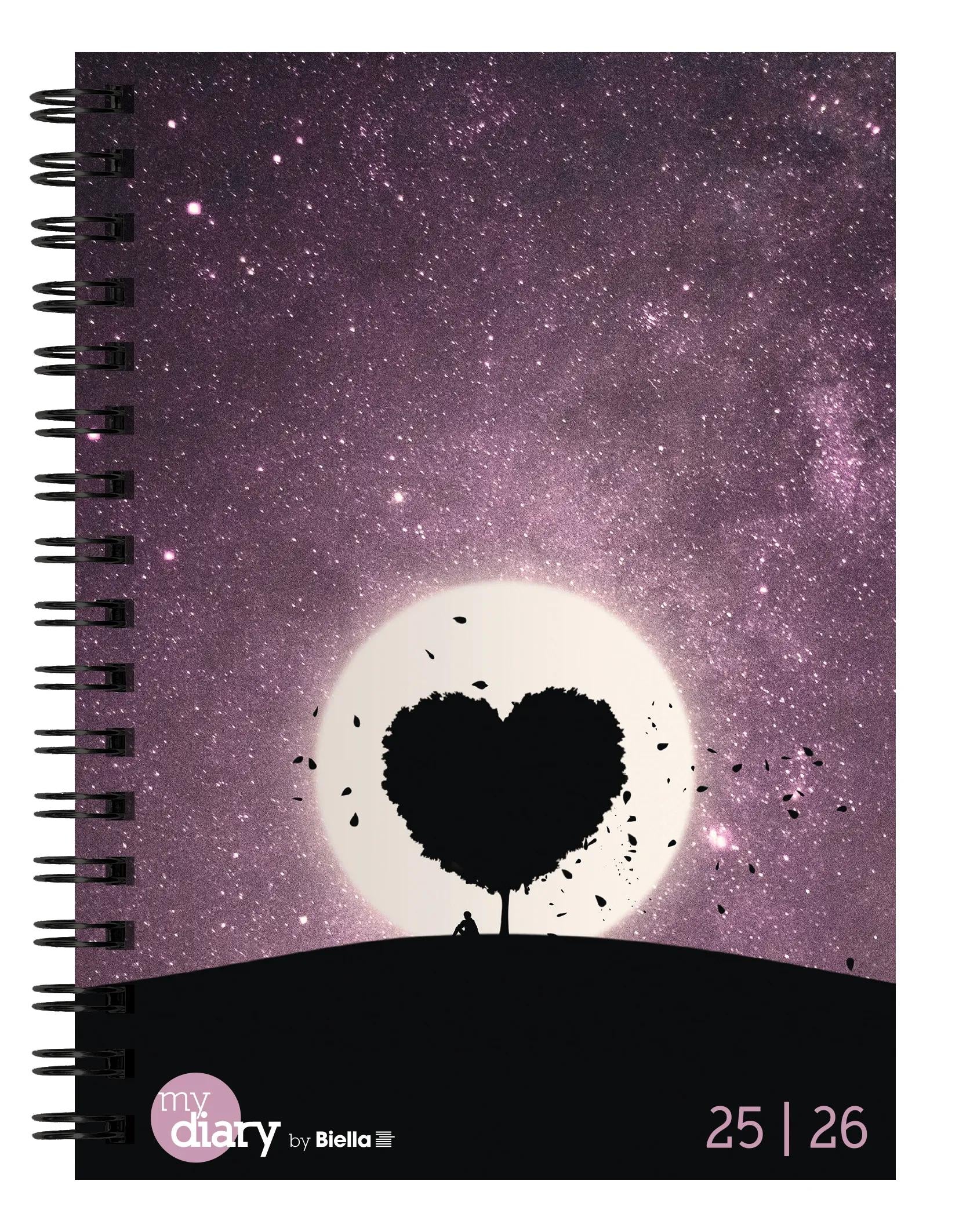 Biella mydiary Schüleragenda – 1 Woche/2 Seiten, Spiralbindung, 12 × 16,5 cm, Aug–Jul, Love, FSC