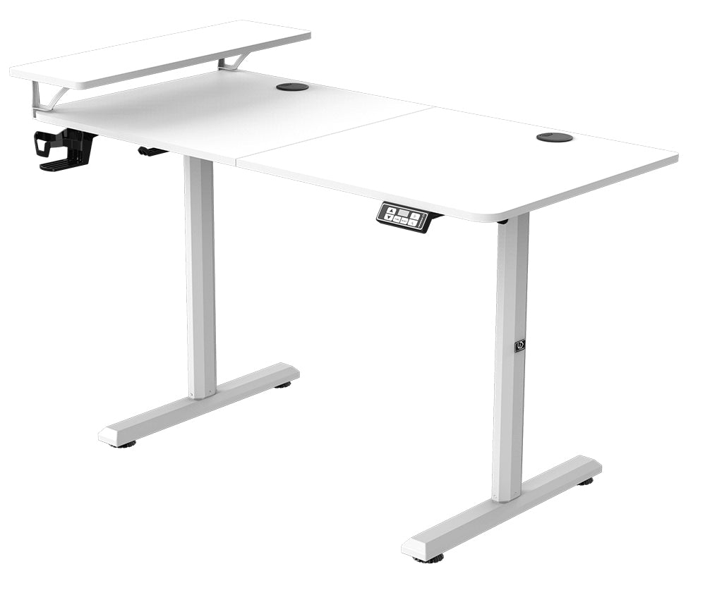 Ultradesk Highlander Gaming-Tisch – 120 × 60,5 cm, elektrisch höhenverstellbar, weiss, Holz