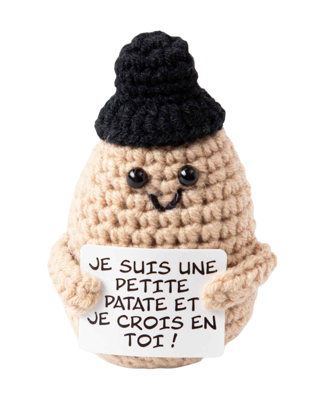I am Creative Plüschtier Positive Potato Französisch – 9,5 cm – beige, schwarz, weiss – 1 Stück