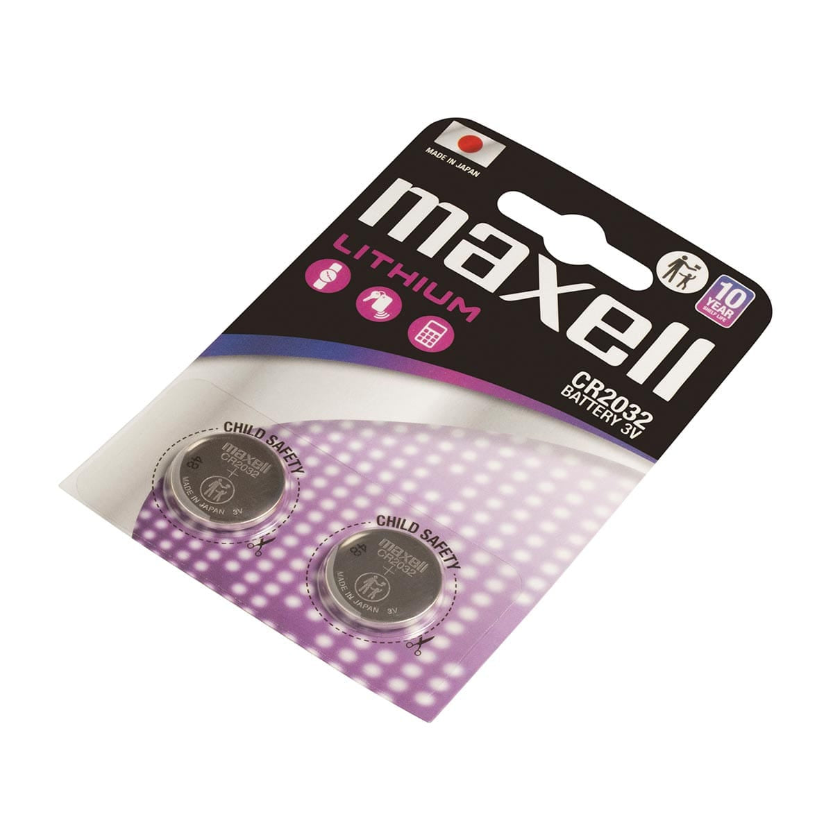 Maxell Knopfzellen CR2032, Lithium-Mangandioxid, 3 V – 2 Stk.