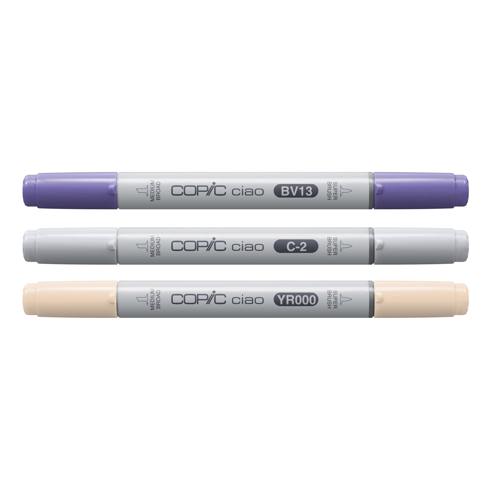 Copic Ciao Brush Pens – Doppelspitze, Serene Palette, Pinsel- und Keilspitze, alkoholbasiert, 3 Farben
