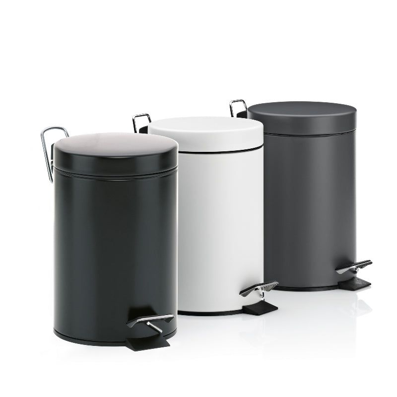 Kela Tisch-Abfallbehälter Monaco – 3 l – mit Deckel – Metall, schwarz – Ø 170 × H 260 mm
