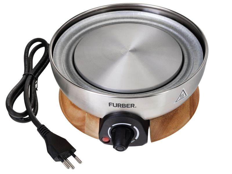 Furber. Furber Fondue-Set – Edelstahl, 1,8 l, 8 Personen, elektrisch – schwarz/silber