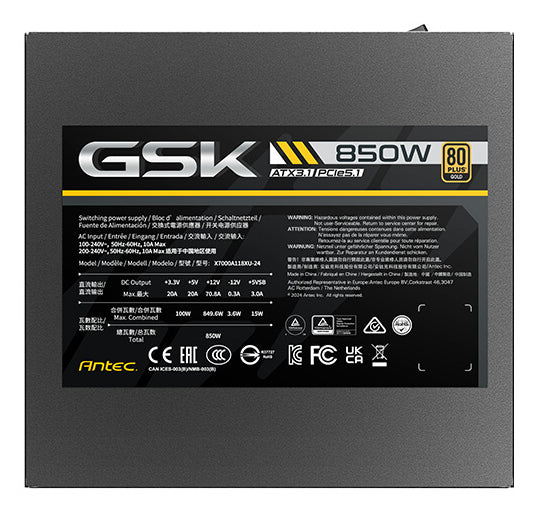 Antec GSK850 ATX-Netzteil 850 W 80 PLUS Gold – vollmodular, ATX 3.1, 12VHPWR