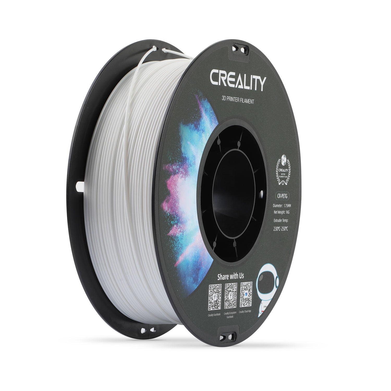 Creality 3D 3D-Drucker-Filament PETG 1,75 mm Weiss, 1 kg – für FDM-3D-Drucker
