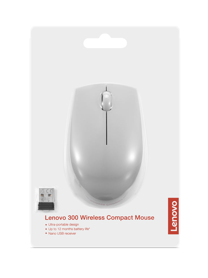Lenovo GY51L15678 – Maus – Kabellos (2,4 GHz), 1000 DPI, beidhändig, Grau