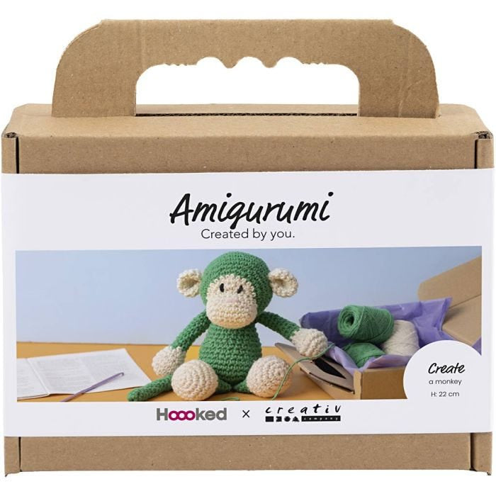 Creativ Company Amigurumi Häkelset Affe – Mehrfarbig, Bio Baumwolle