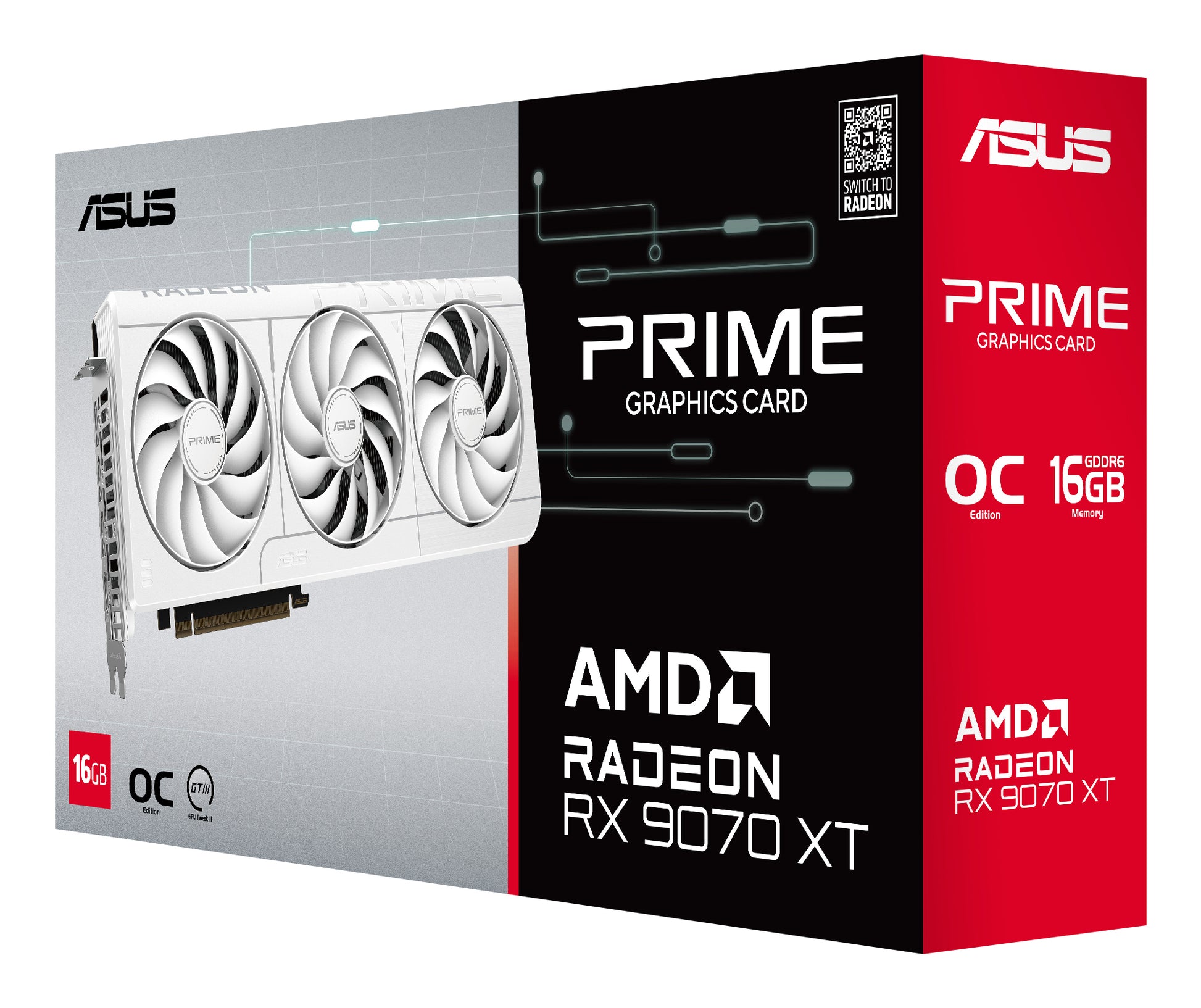 ASUS PRIME-RX9070XT-O16G-WHITE – PCIe Grafikkarte – 3×DP, 1×HDMI, PCIe 5.0, 3×8-Pin