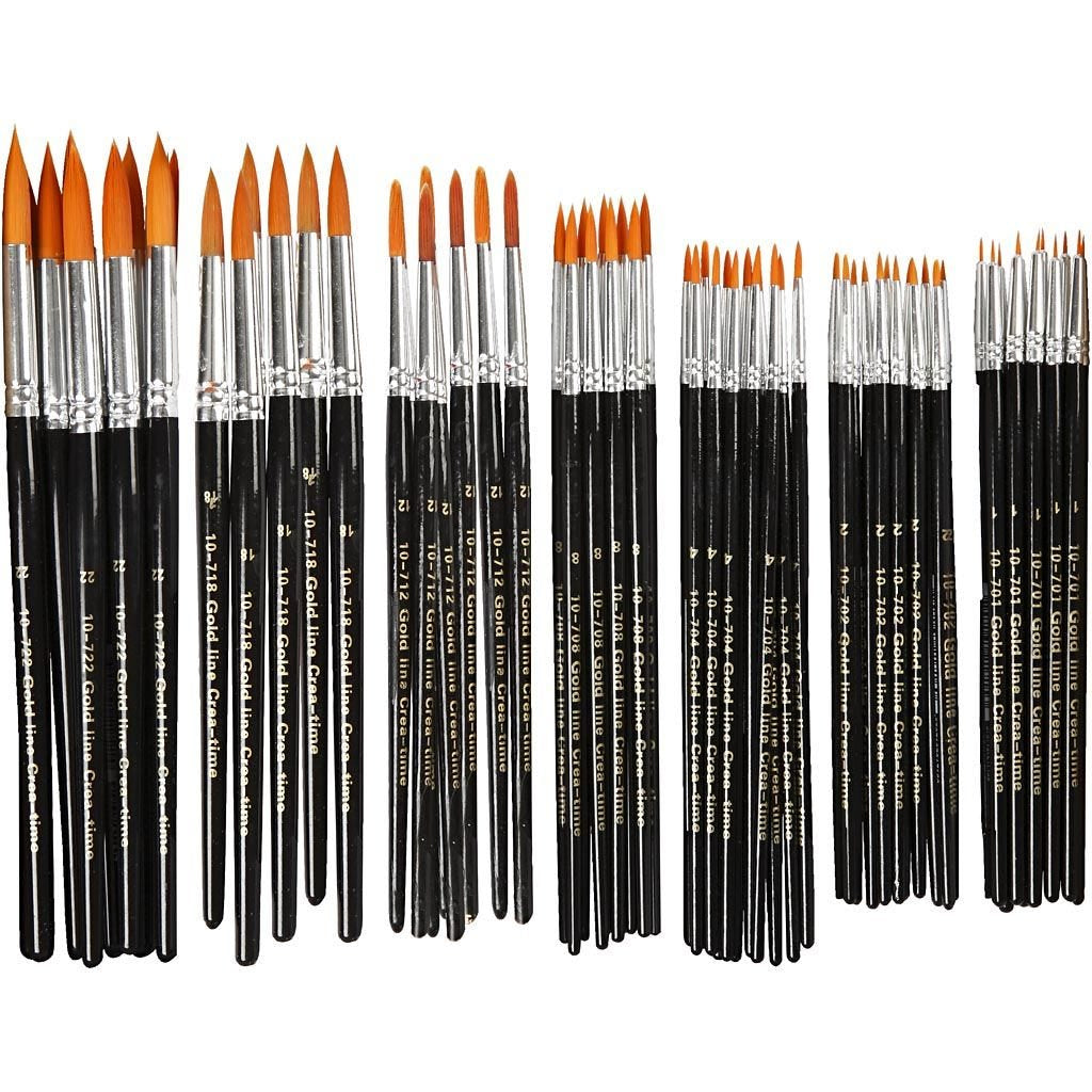 Creativ Company Pinsel-Set – Rundpinsel, Nylon, sortiert, 84er-Set