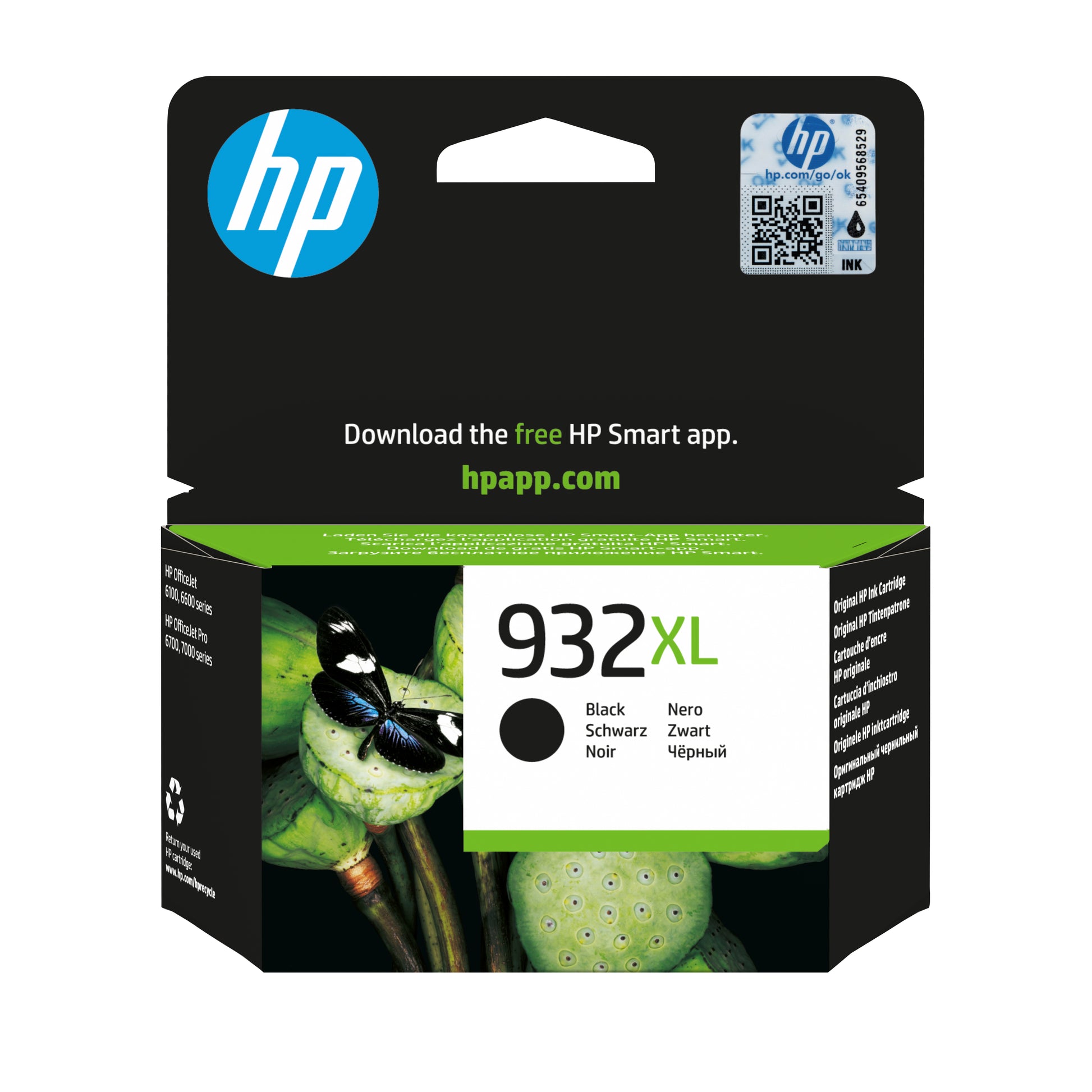 HP 932XL Schwarz Tintenpatrone (Original) – 1'000 Seiten – für HP OfficeJet 6100/7110/7610 – CN053AE