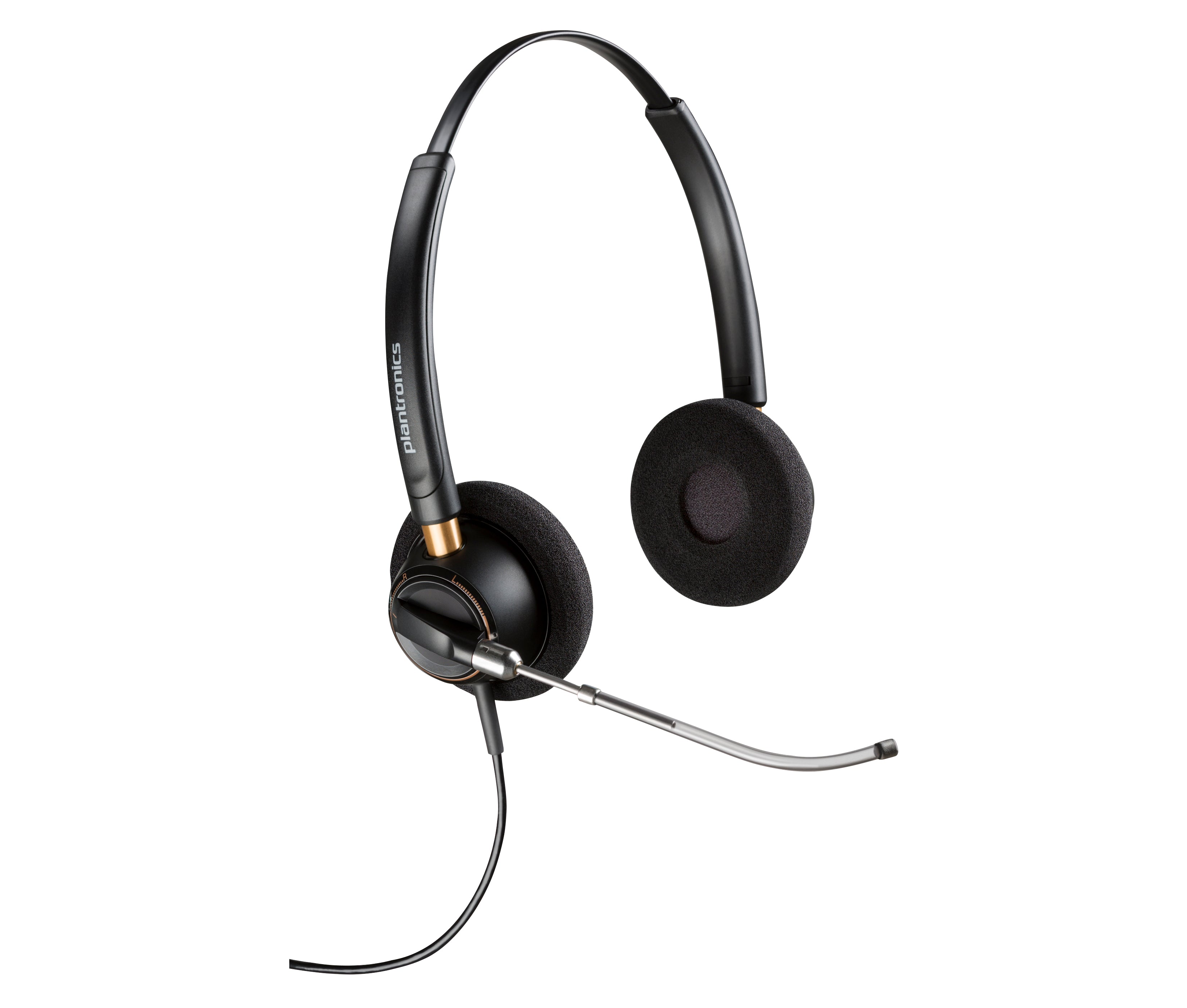 Poly EncorePro 520V Office-Headset – On-Ear, Stereo, Kabelgebunden, 3,5 mm Klinke, Schwarz
