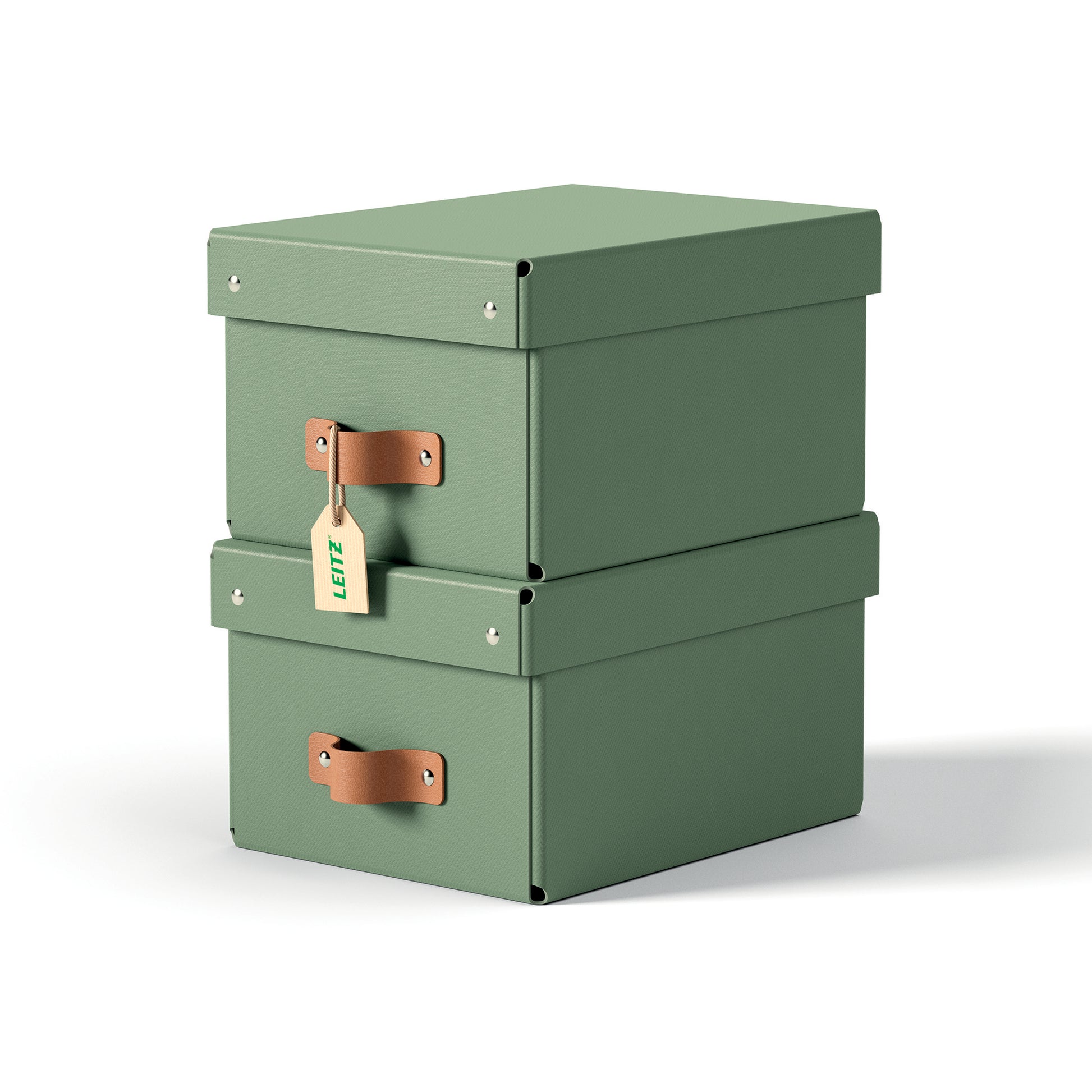 Leitz Aufbewahrungsbox 7 l (mit Deckel) – Karton – Grün – mit Tragegriff, stapelbar – 200 × 150 × 280 mm