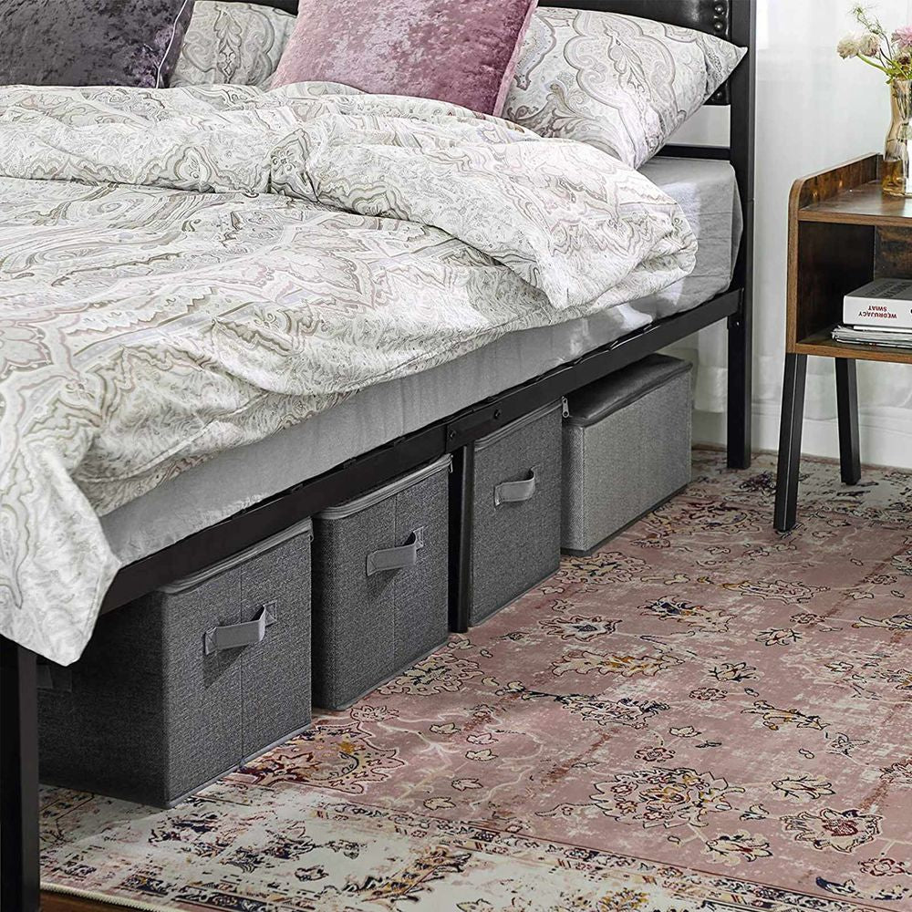 Songmics RYZB03G Aufbewahrungsbox (mit Deckel) – Textil – Grau – mit Griff – 400 × 300 × 250 mm – 3-teiliges Set