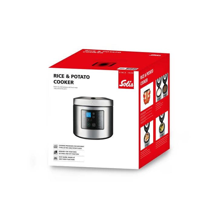 Solis Reiskocher 8161 – 5 l, 860 W, Warmhaltefunktion – silber/edelstahl