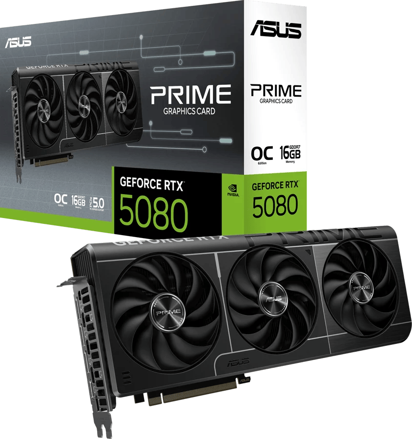 ASUS PRIME-RTX5080-O16G – PCIe Grafikkarte – 16 GB GDDR7, 3×DisplayPort, 1×HDMI 2.1b, PCIe 5.0, 1×16-polig