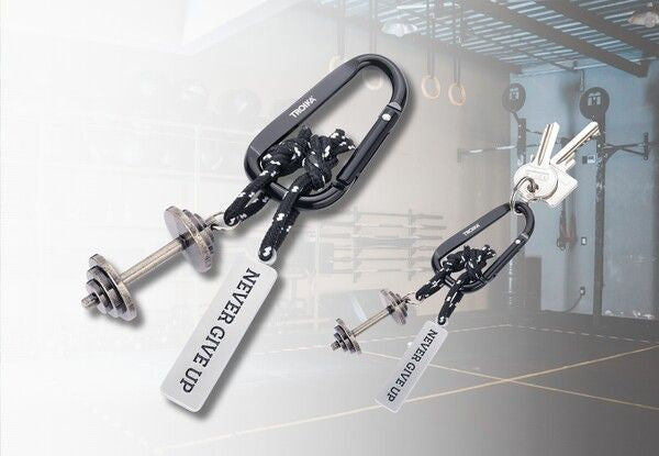 Troika Schlüsselanhänger Hantel – Metall, Schwarz/Silber