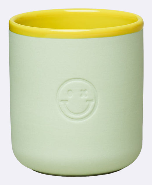 Chic-mic Teetasse Good Mood cheeky – 380 ml, Porzellan, Gelb/Grün, spülmaschinenfest, mikrowellengeeignet