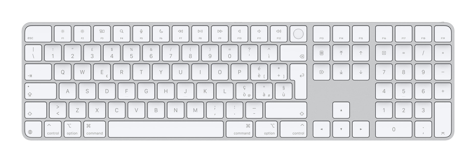 Apple Magic Keyboard Universal – Tastatur – Bluetooth & USB‑C – QWERTY (IT) – Weiss – für Mac