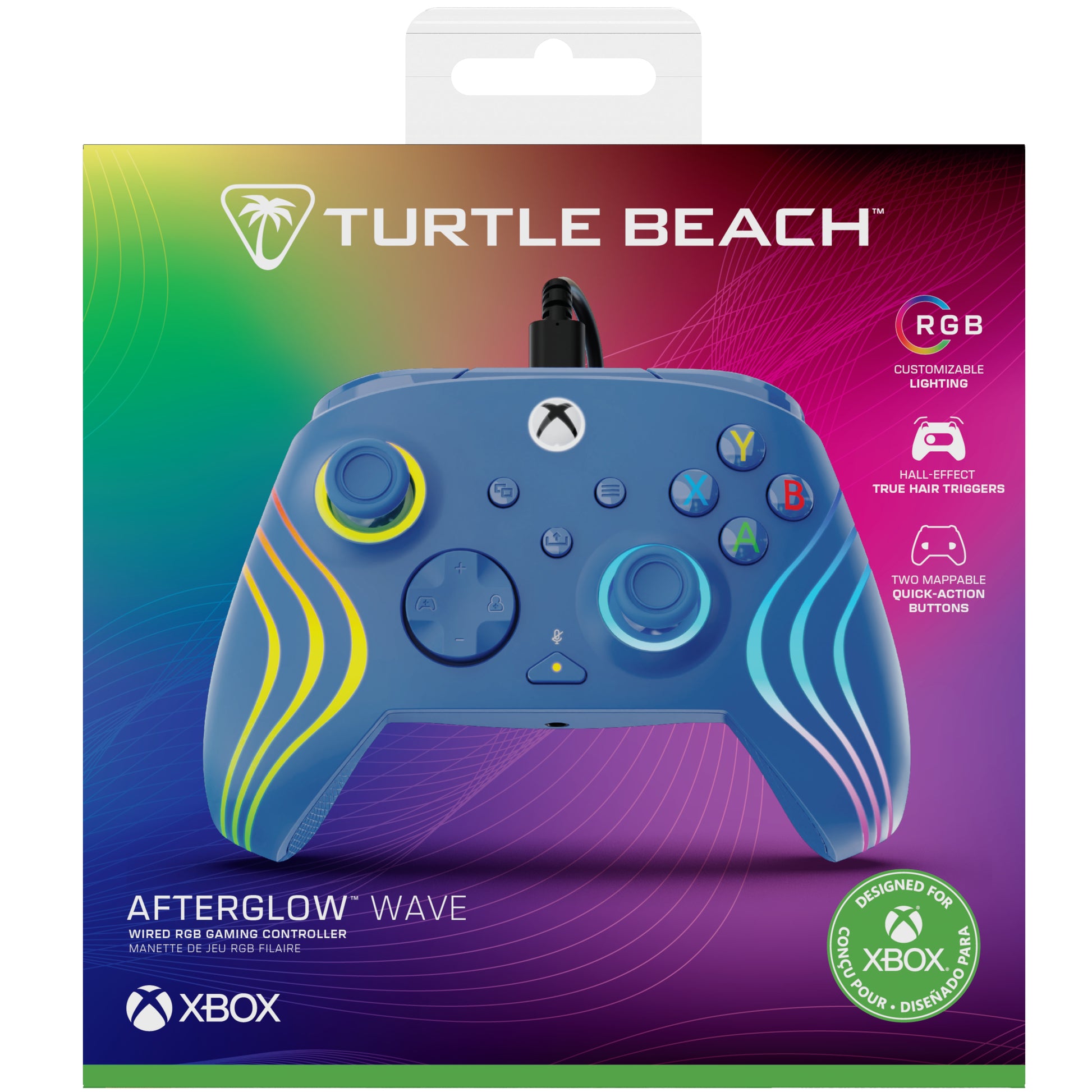 Turtle Beach Afterglow Wave – Gamepad – USB (kabelgebunden), RGB, für Xbox Series X/S, Xbox One & PC, Blau