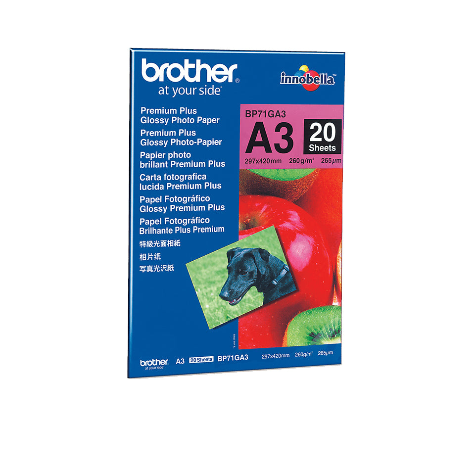 Brother Fotopapier – glänzend, A3, 260 g/m², 20 Blatt – für Tintenstrahldrucker