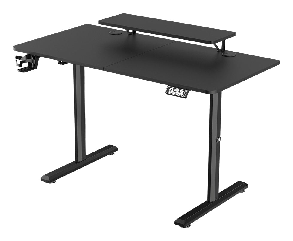 Ultradesk Highlander Gaming-Tisch – 120 × 60,5 cm, elektrisch höhenverstellbar, schwarz, Holz