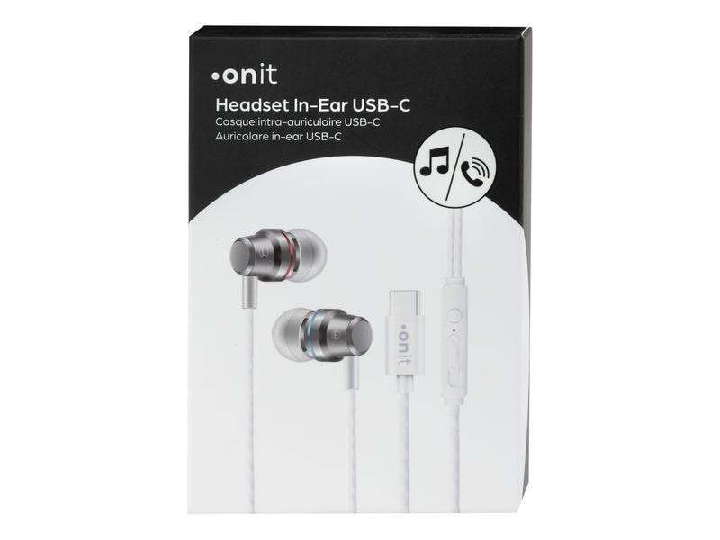 ONIT F01762 Office-Headset – In-Ear, Stereo, Kabel (USB-C), Weiss