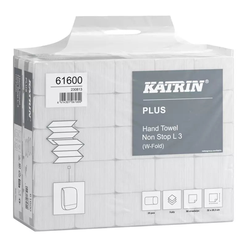 Katrin Falthandtuch – W-Falz, 3-lagig, Zellstoff, Weiss, 203 × 320 mm, für Katrin Inclusive Mini & Medium