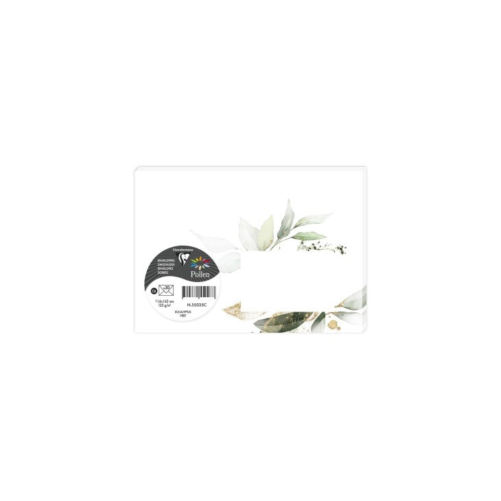 Clairefontaine Briefumschlag C6, mit Fenster, grün, 120 g/m², Eukalyptus – 20 Stk.
