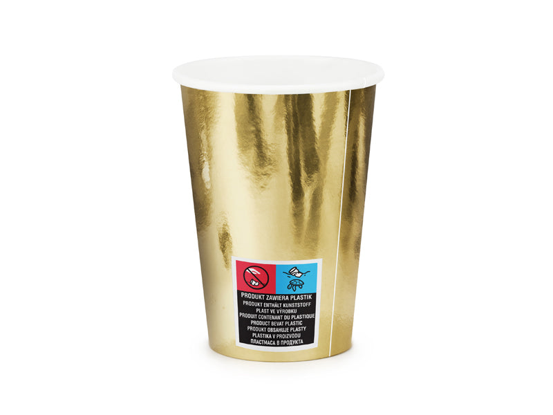 PartyDeco Becher, Papier – 2,2 dl – Gold – 6 Stk.