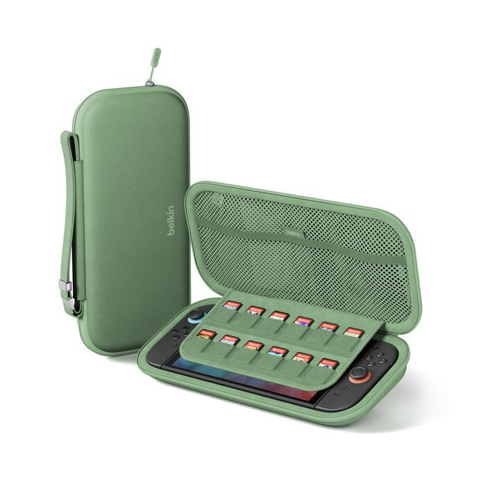 Belkin Tragetasche – wasserfest, stossfest – für Nintendo Switch 2 – 145 × 46 × 293 mm – grün, Polyester/Samt