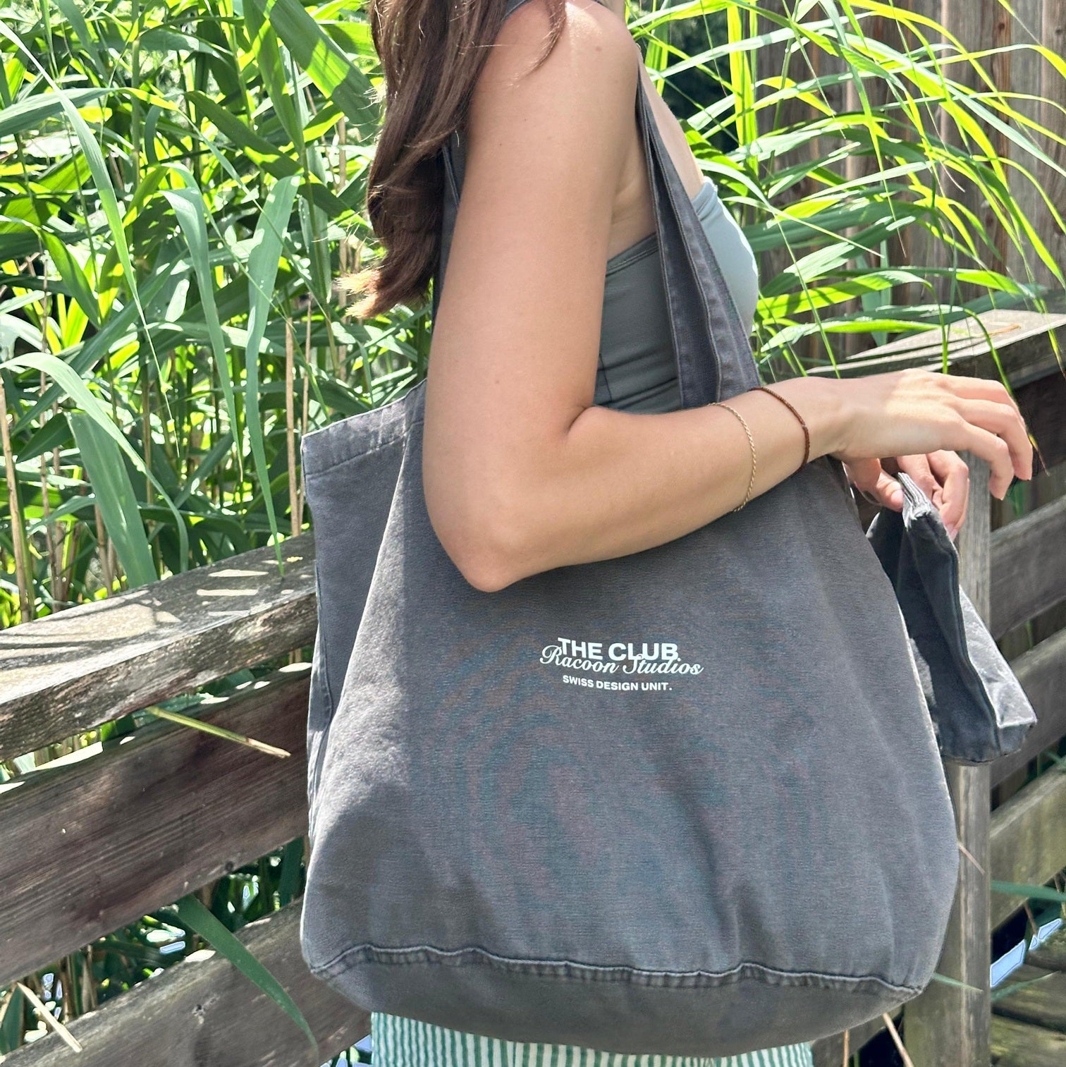 racoon Stofftasche, Baumwolle, Schwarz, 340×380×210 mm
