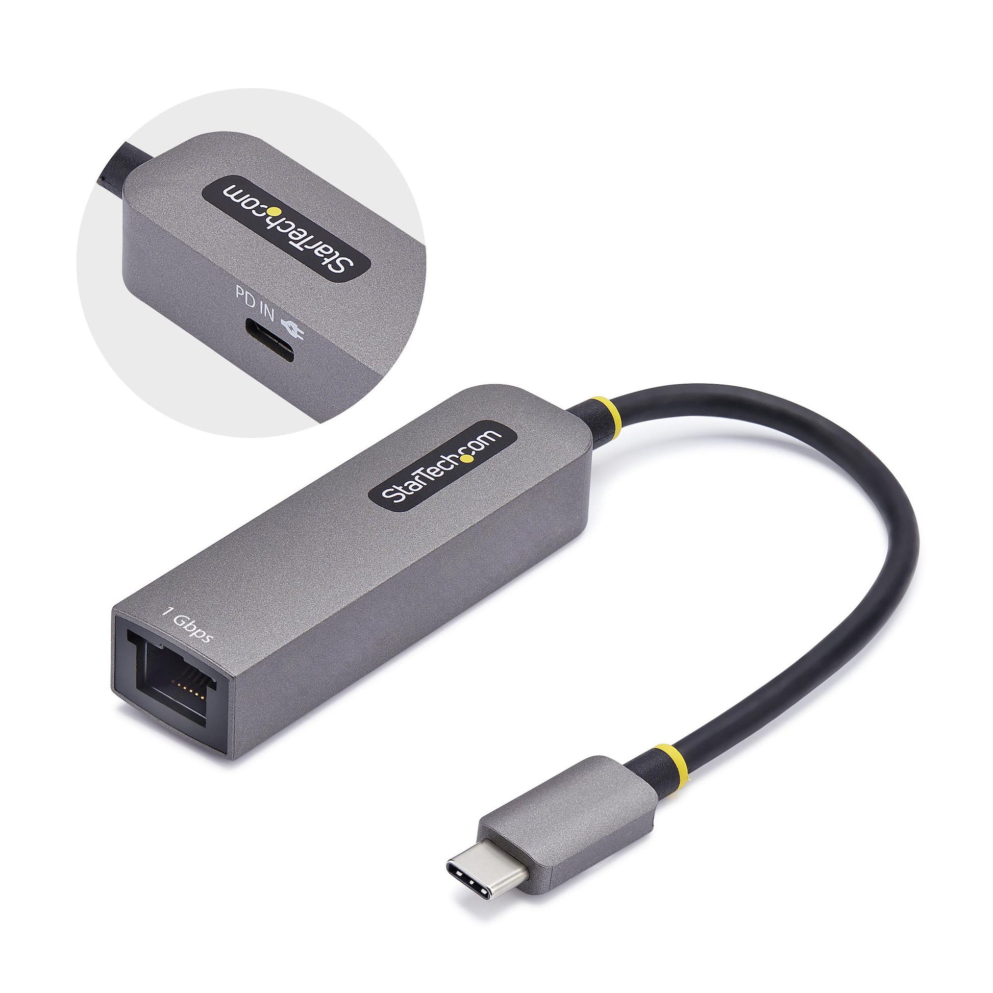StarTech.com Netzwerkadapter USB-C zu RJ-45 – 1 Gbit/s, USB 3.2 Gen 1 (5 Gbit/s), 0,15 m – Grau