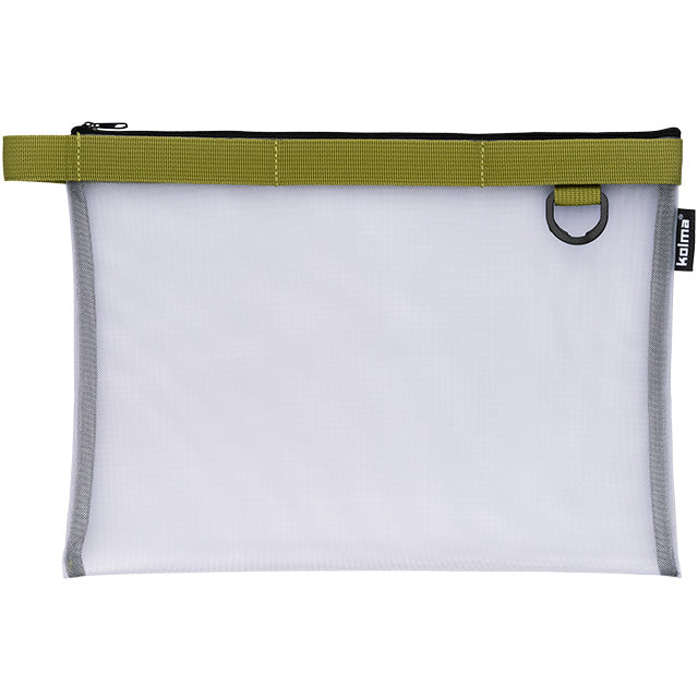 Kolma Reissverschlusstasche, leer, A4, transparent, olivgrün, Nylon, 1 Stk.