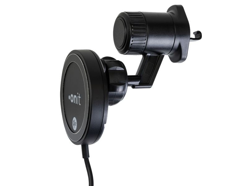 ONIT F02127 Kabelloses Ladegerät 15 W – Qi2, magnetisch – Saugnapfhalter, USB-C – für Smartphones – schwarz