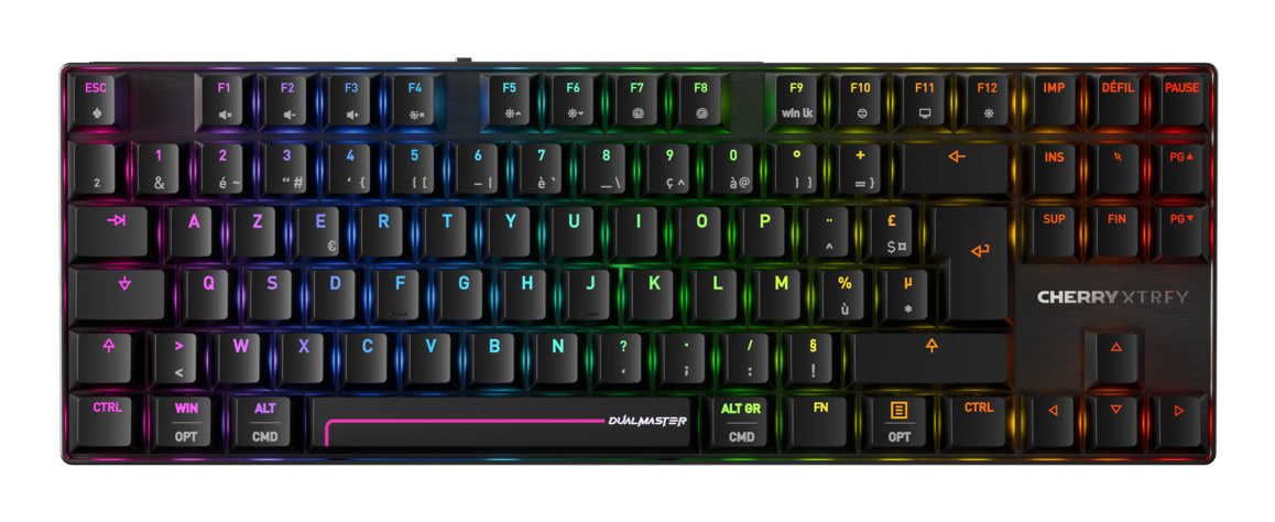 CHERRY Tastatur, kabellos (Bluetooth/2,4 GHz), FR-Layout (FR), TKL (ohne Ziffernblock) – für Windows & iOS