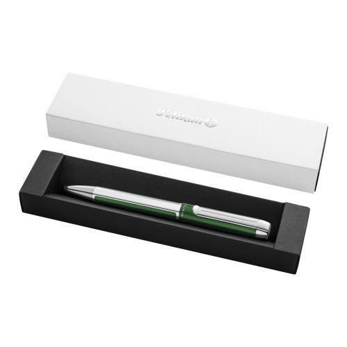 Pelikan Pura K40 Kugelschreiber – Schwarz, Deckel, Aluminium, Grün, nachfüllbar