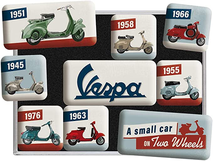 Nostalgic Art Magnet-Set Vespa – 9-teilig – 0,9 × 0,7 cm – Magnet, mehrfarbig