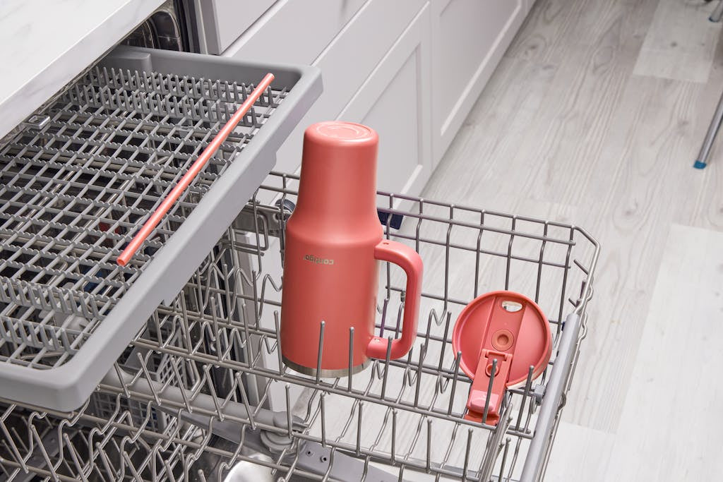 CONTIGO Thermobecher 1,2 l – doppelwandig, Edelstahl, mit Strohhalm, Koralle