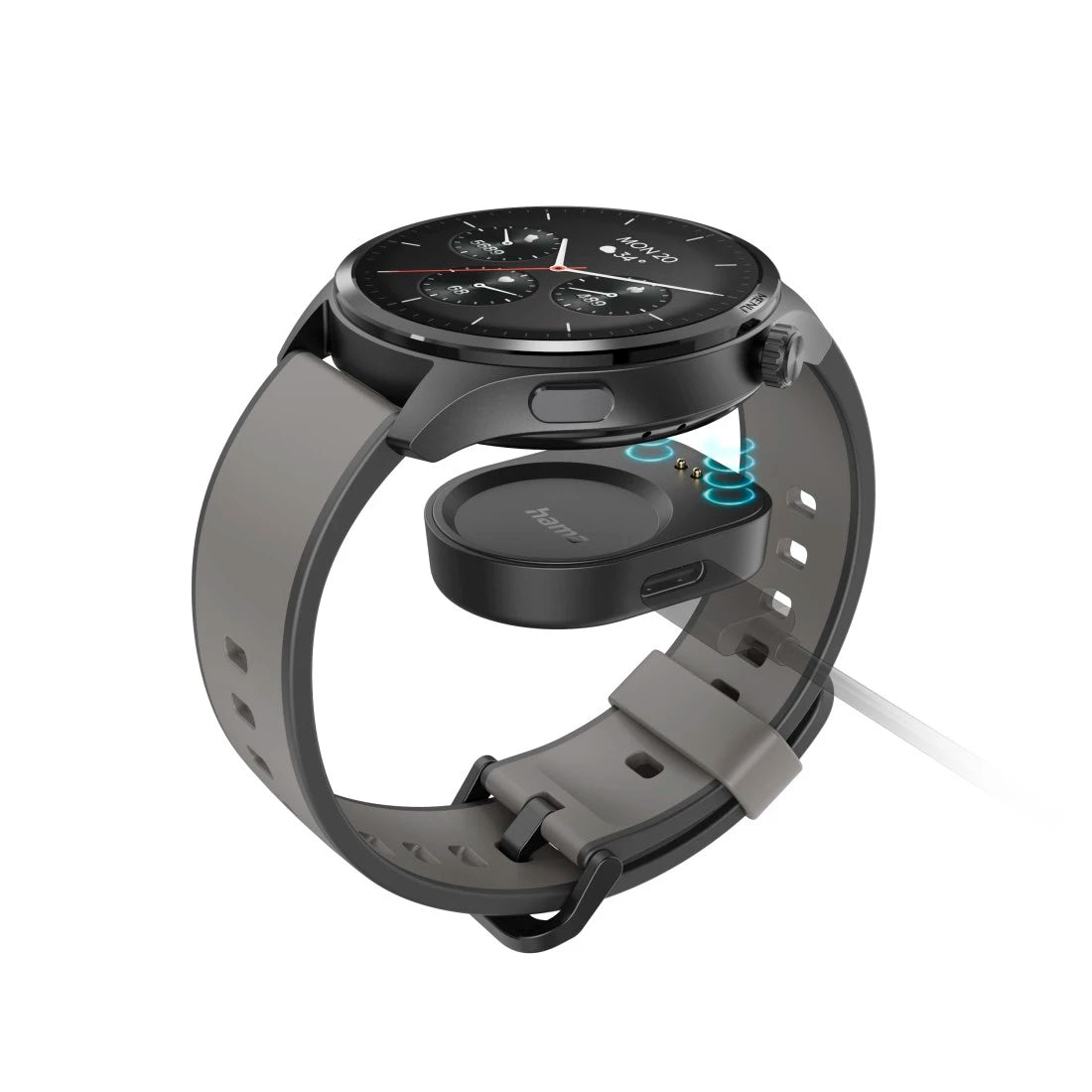 Hama 9000 52 mm GPS – Edelstahl Anthrazit, Sportarmband, 50 m, für Android und iPhone