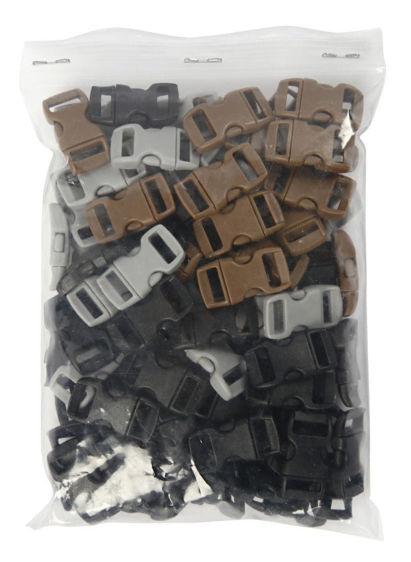 Creativ Company Klickverschluss, Kunststoff, 15 mm × 29 mm, Set à 100, Schwarz/Grau/Braun