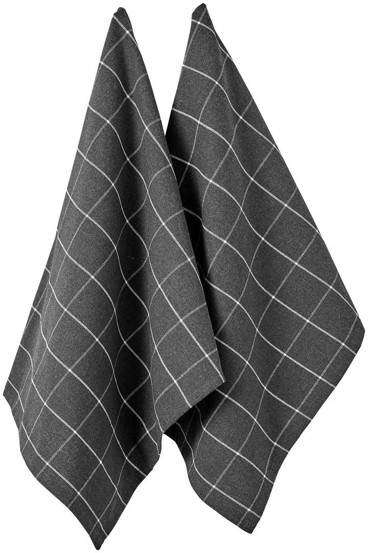 Ladelle Küchentuch Eco Check – Anthrazit, 45 × 70 cm, Recycelte Baumwolle, 2er-Set
