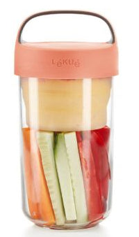 Lékué Lunchbecher To Go 600 ml, Ø 9,2 × 18,8 cm, Tritan, Koralle