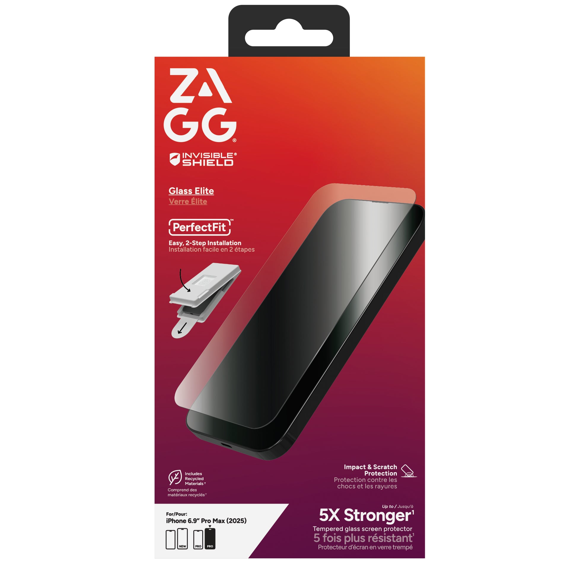 ZAGG InvisibleShield – Displayschutz (Panzerglas), Anti-Fingerprint – für iPhone 17 Pro Max – mit Applikator