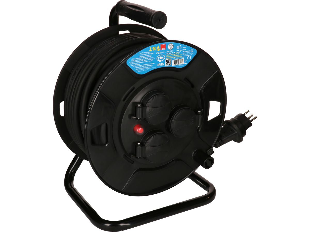 Max Hauri AG Max Hauri Kabelrolle – 3× T13, 33 m, IP55, aussen, schwarz