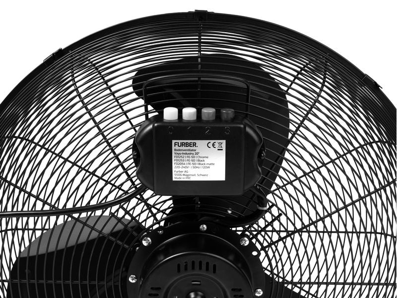 Furber. Furber Bodenventilator Vayu-Industry 20 Sc – 50 cm, 3 Stufen, 125 W, 62 dB(A), Schwarz