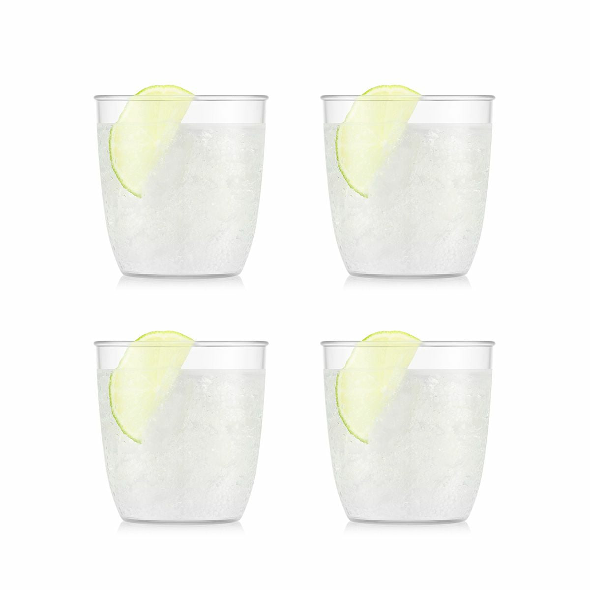 Bodum KVADRANT Becher – 4er Set, 200 ml, 7,3 × 7,3 × 7,2 cm, Kunststoff, Transparent, stapelbar