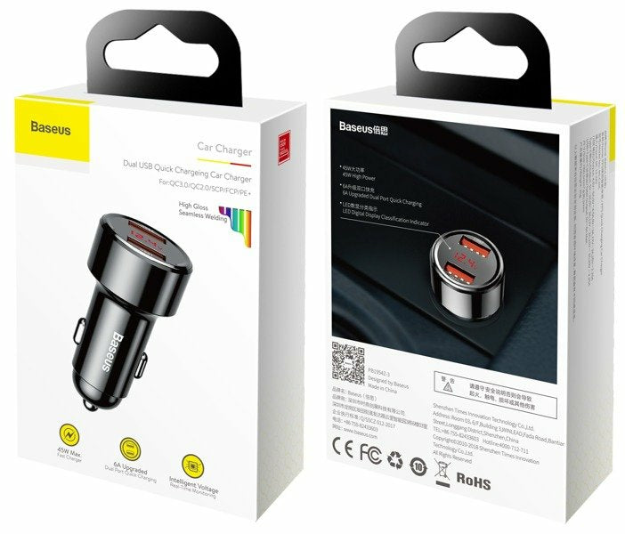 Baseus KFZ-Ladegerät – 45 W, 2× USB-A – für Zigarettenanzünder (12–24 V)