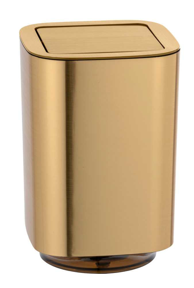 Wenko – Tisch-Abfallbehälter – 5,5 l – mit Schwingdeckel – Kunststoff, Gold – B × H × T 172 × 255 × 172 mm