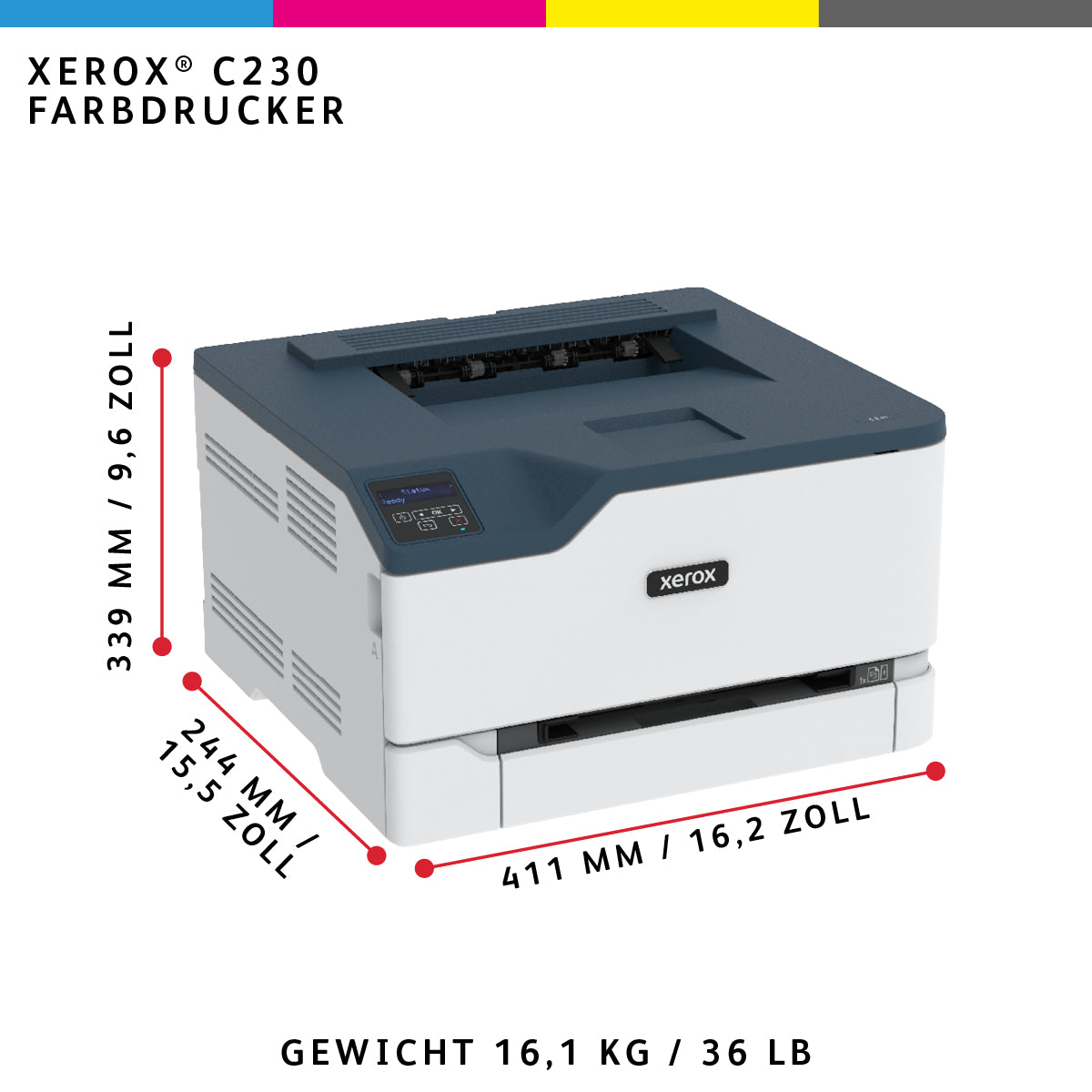 Xerox C230 – A4, 22 Seiten/Min., USB 3.0, LAN/WLAN