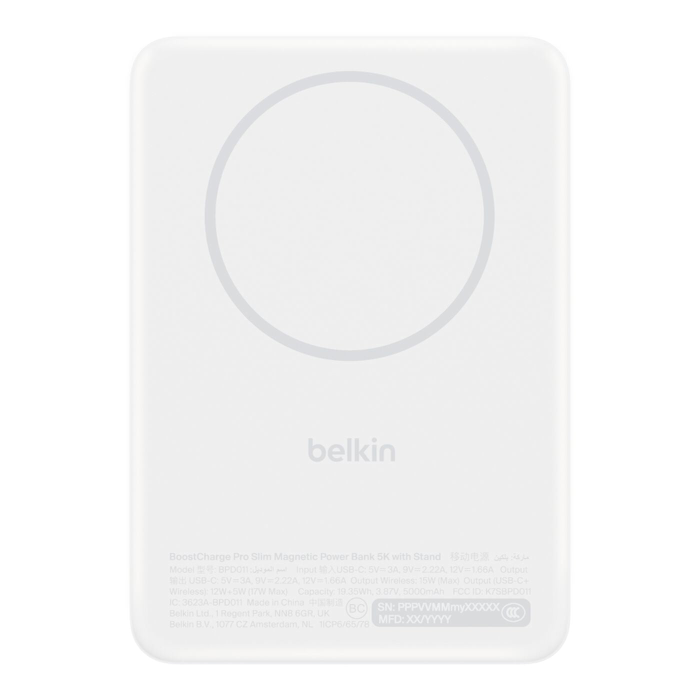 Belkin MagSafe Powerbank 5'000 mAh – 20 W PD, Wireless 15 W, 1× USB-C, weiss